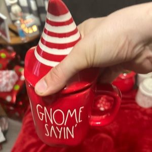 NWOT Rae Dunn red Gnome mug with topper